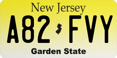NJ license plate A82FVY