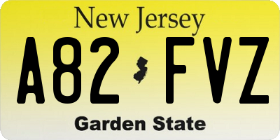 NJ license plate A82FVZ