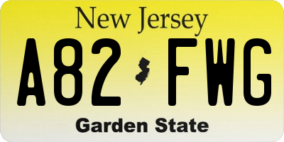 NJ license plate A82FWG
