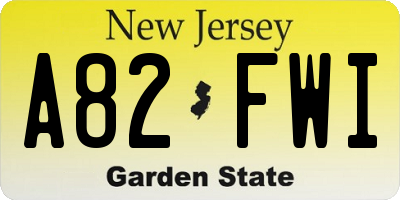 NJ license plate A82FWI