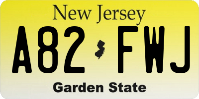 NJ license plate A82FWJ
