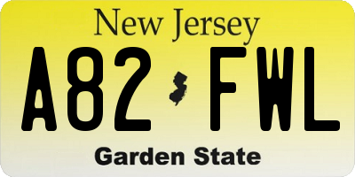 NJ license plate A82FWL