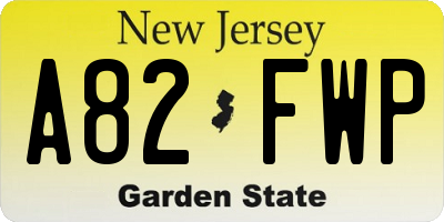 NJ license plate A82FWP