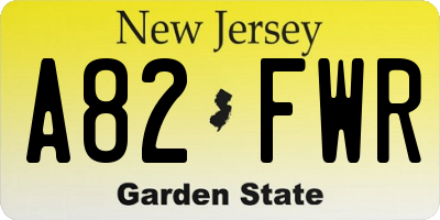 NJ license plate A82FWR