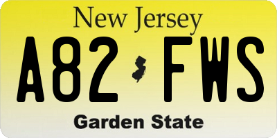 NJ license plate A82FWS