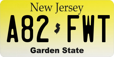 NJ license plate A82FWT