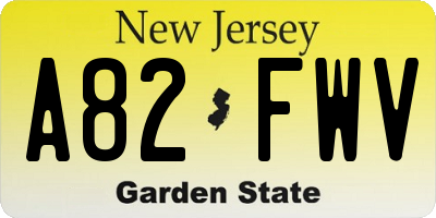 NJ license plate A82FWV
