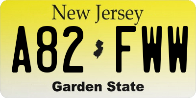 NJ license plate A82FWW