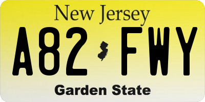 NJ license plate A82FWY