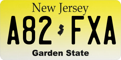 NJ license plate A82FXA