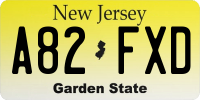 NJ license plate A82FXD