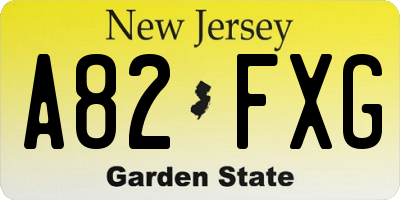 NJ license plate A82FXG