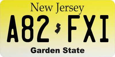 NJ license plate A82FXI