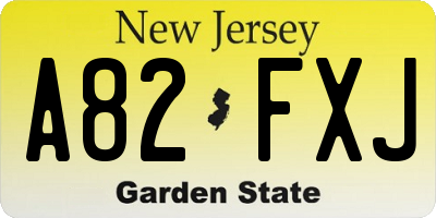 NJ license plate A82FXJ