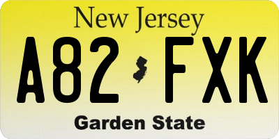NJ license plate A82FXK