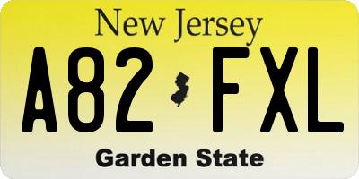 NJ license plate A82FXL