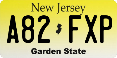 NJ license plate A82FXP