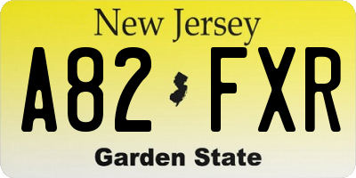 NJ license plate A82FXR