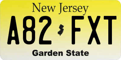 NJ license plate A82FXT