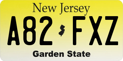 NJ license plate A82FXZ