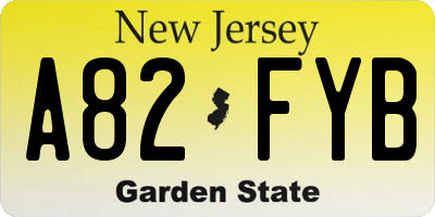 NJ license plate A82FYB