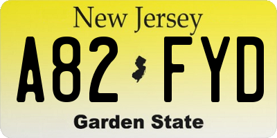 NJ license plate A82FYD