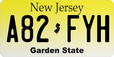 NJ license plate A82FYH
