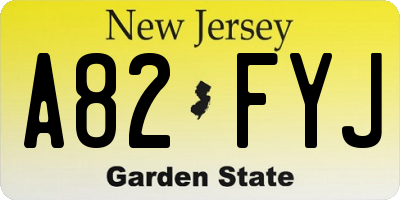 NJ license plate A82FYJ