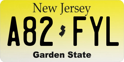 NJ license plate A82FYL