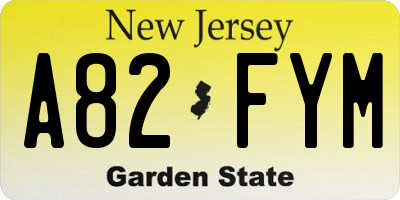 NJ license plate A82FYM