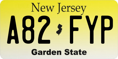 NJ license plate A82FYP