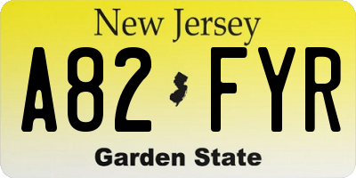 NJ license plate A82FYR