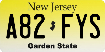 NJ license plate A82FYS