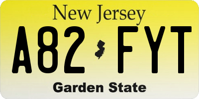 NJ license plate A82FYT