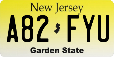 NJ license plate A82FYU