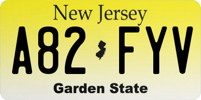 NJ license plate A82FYV
