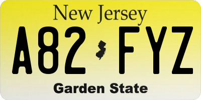 NJ license plate A82FYZ