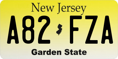 NJ license plate A82FZA