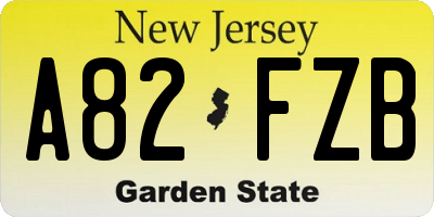 NJ license plate A82FZB