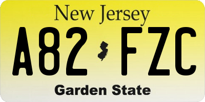NJ license plate A82FZC