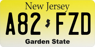 NJ license plate A82FZD