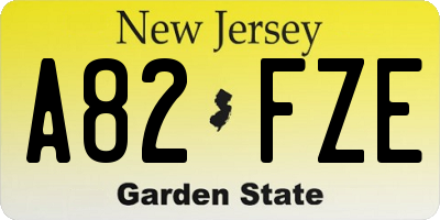 NJ license plate A82FZE