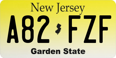 NJ license plate A82FZF