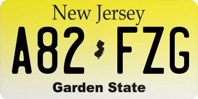 NJ license plate A82FZG