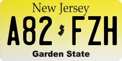 NJ license plate A82FZH