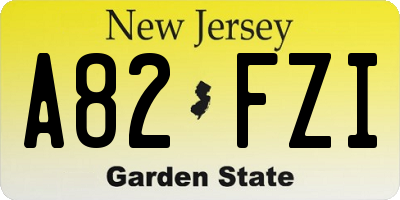 NJ license plate A82FZI