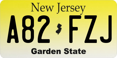 NJ license plate A82FZJ