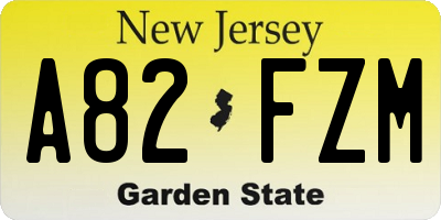 NJ license plate A82FZM