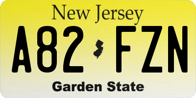 NJ license plate A82FZN