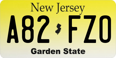 NJ license plate A82FZO